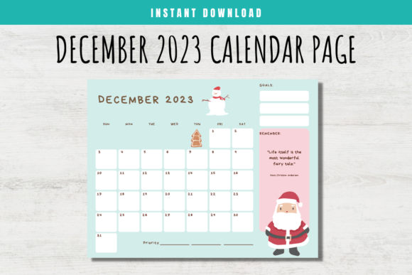 Download December 2023 Calendar Page for Kids - 2023 Collection