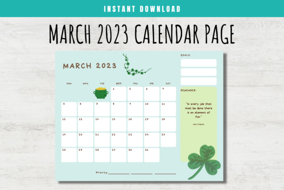 Download March 2023 Calendar Page for Kids - 2023 Collection