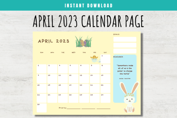 Download April 2023 Calendar Page for Kids - 2023 Collection