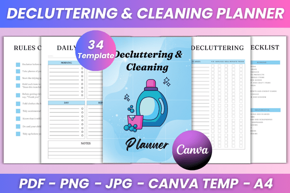 Download Decluttering &amp; Cleaning Planner Kdp - Decluttering Collection