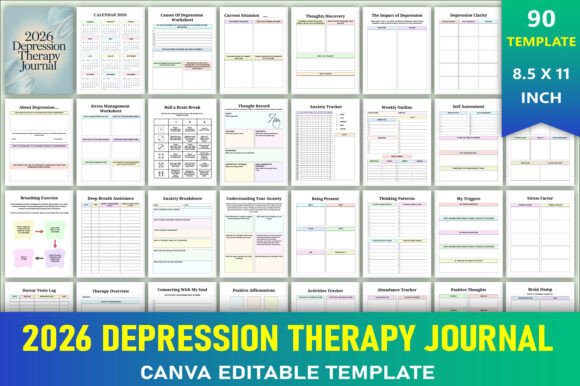 Download Editable 2026 Depression Therapy Journal - Depression therapy journal Collection