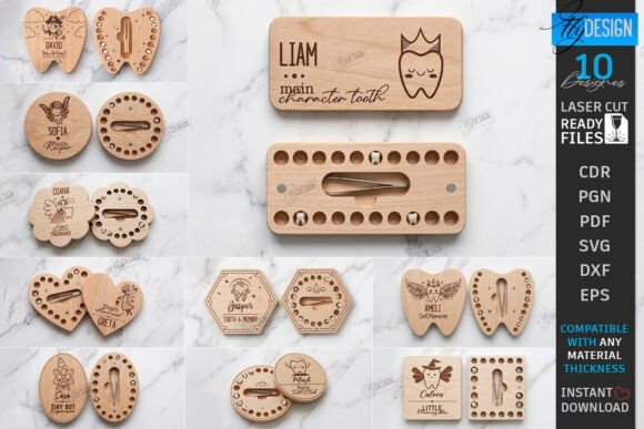 Download Baby Tooth Boxes Organizer Laser Cut Set - Organizer Collection